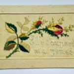 Rose ELLE T'APPORTE MA PENSEE broderie & gaufré, chasseur d'Afrique 1915