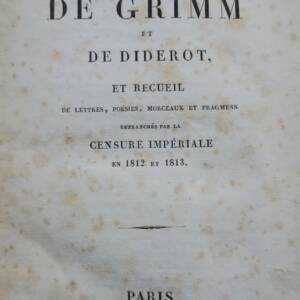 Grimm Diderot Correspondance Inédite 1829