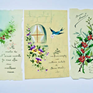 BONNE ANNEE & MEILLEURS VOEUX cartes translucides peintes à la main