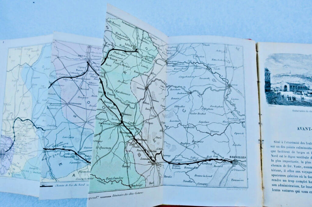 Brussels BELGIUM Itinerary of the Paris to Brussels Railway 1853