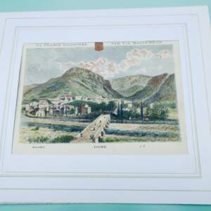 DIGNE Basses-Alpes gravure sur acier rehaussée en couleurs