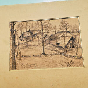 CAGNAT Dessin à l'encre Poilu 18 mai 1916 art dans les tranchées LES CAGNATS