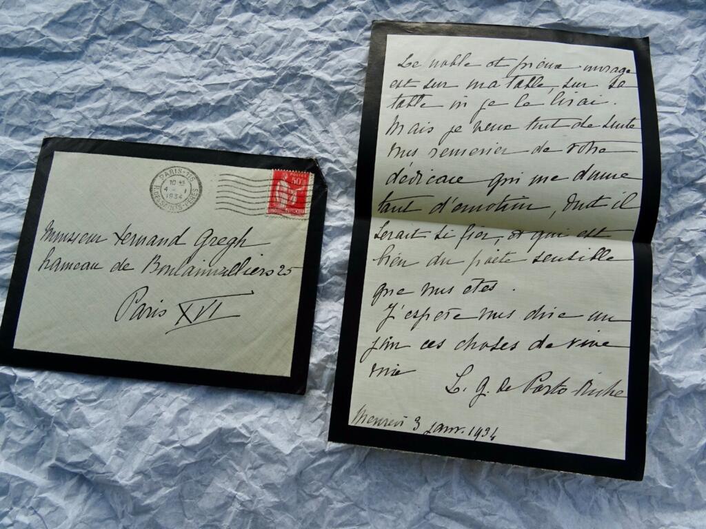 Autographenbrief an den Dichter Fernand Gregh