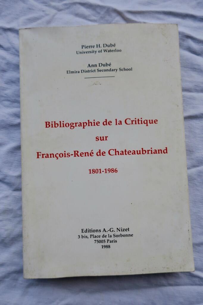 Critical bibliography on Chateaubriand 1801-1986