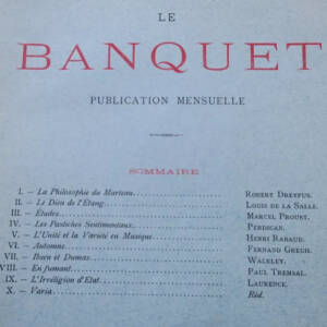 Proust 1892-1893 TEXTES INEDITS LE BANQUET