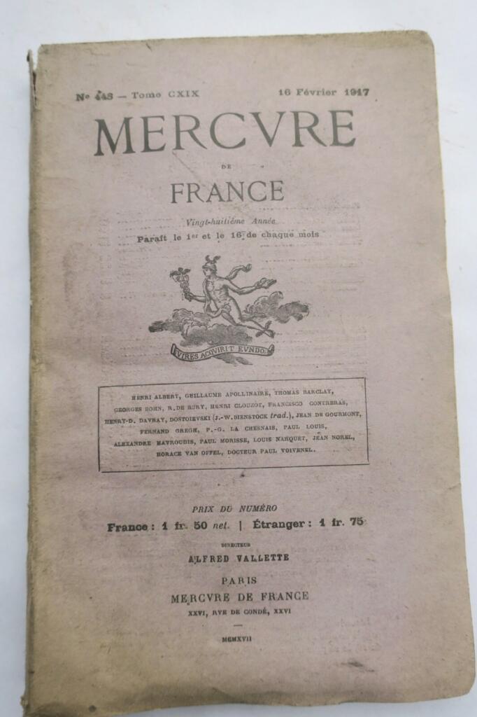 French Mercury literary journal, Apollinaire issue