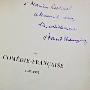 CHAMPION (Edouard) La Comédie Française. Années 1933 et 1934