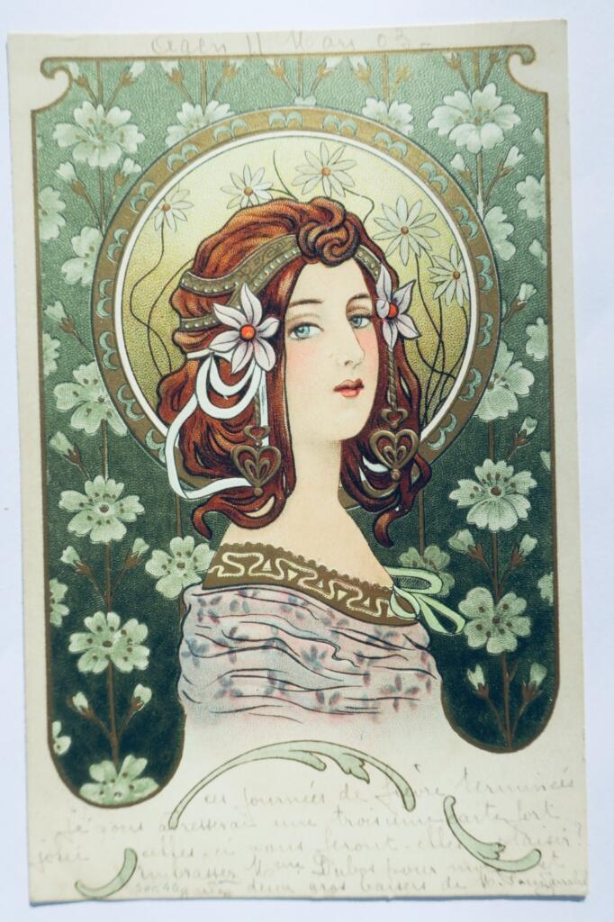 Alphonse MUCHA ? carte postale gaufrée art nouveau MODERN STYLE embossed