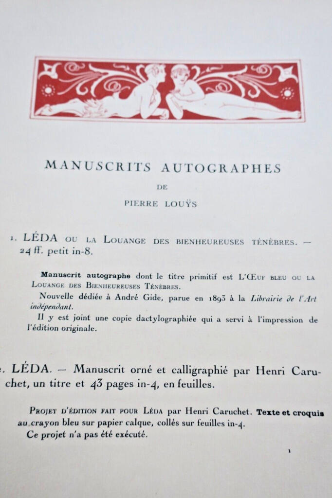 Manuscripts by Louÿs and contemporaries
