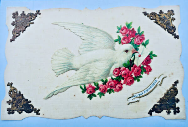 Belle Époque greeting fan with floral motifs