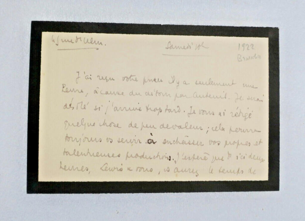 Signierte Danksagungskarte von Pierre Brossolette
