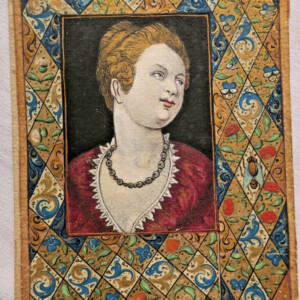 peinture de Dame 15 ème 100 x 130 mm.