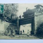 Saint-Gobain Eisenbahnbrücke und Lokomotive bei Laon