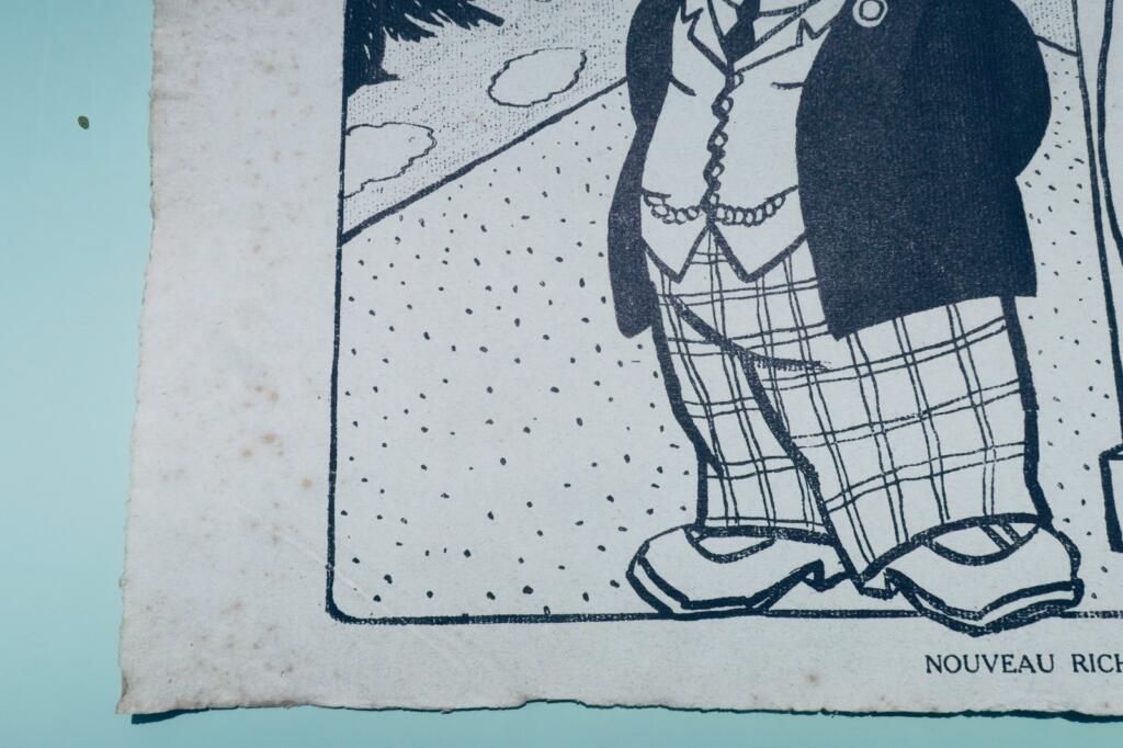 Stencil work on laid paper