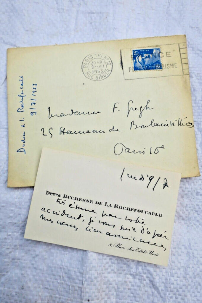 Autograph Card to Duchess de La Rochefoucauld
