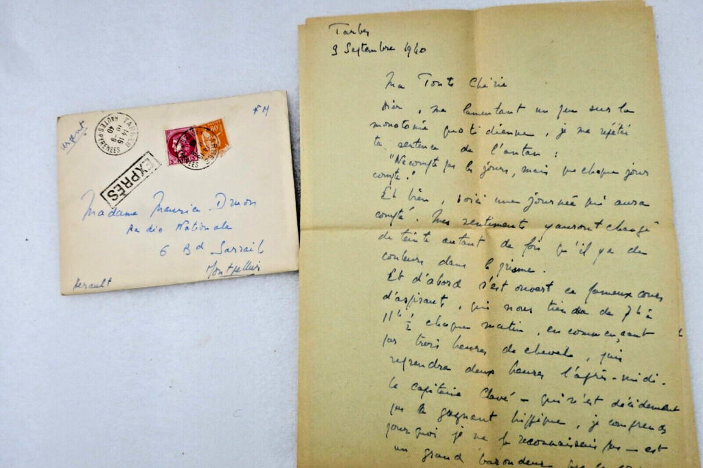 Autographed letter from Maurice Druon
