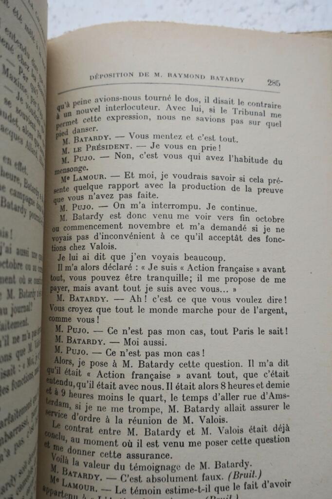 Libel trials transcript: Valois v. Action française
