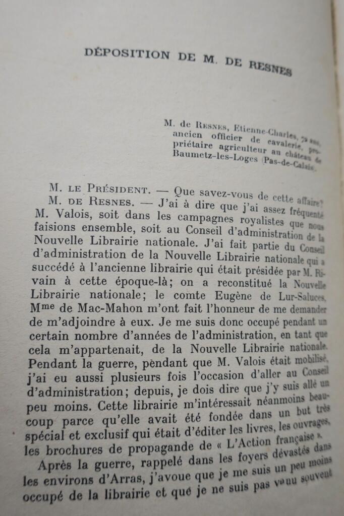 Libel trials transcript: Valois v. Action française