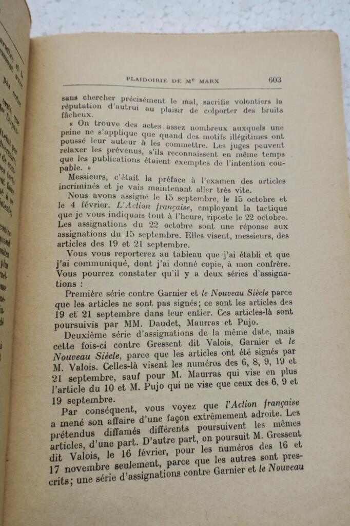 Libel trials transcript: Valois v. Action française