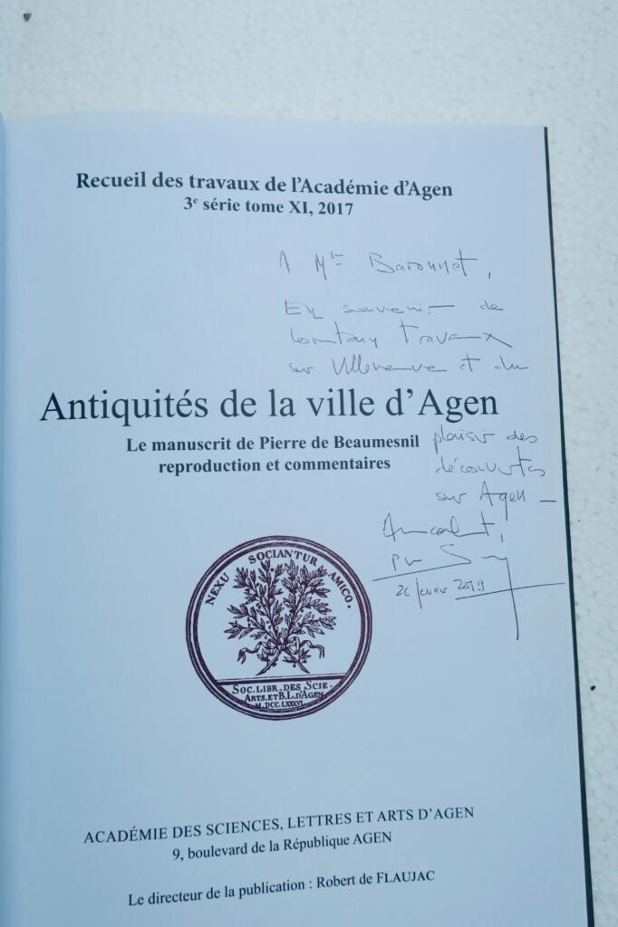 Agen 47 Antiquités de la ville d&rsquo;Agen : le manuscrit de Pierre de Beaumesnil