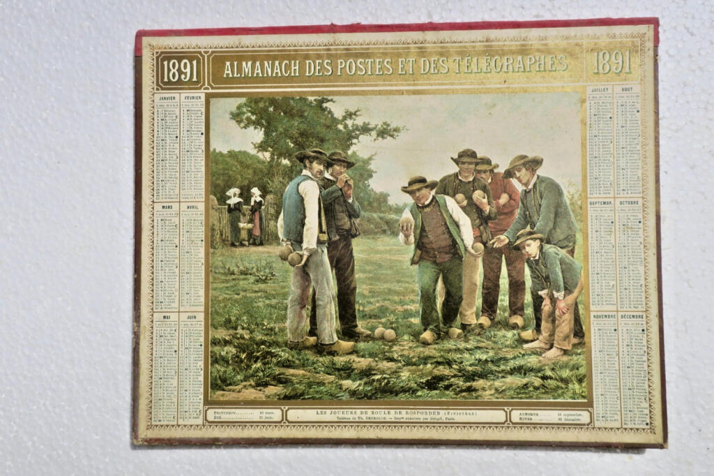 Almanach des postes et des télégraphes 1891 & 1893 joueurs de boule de Rosporden