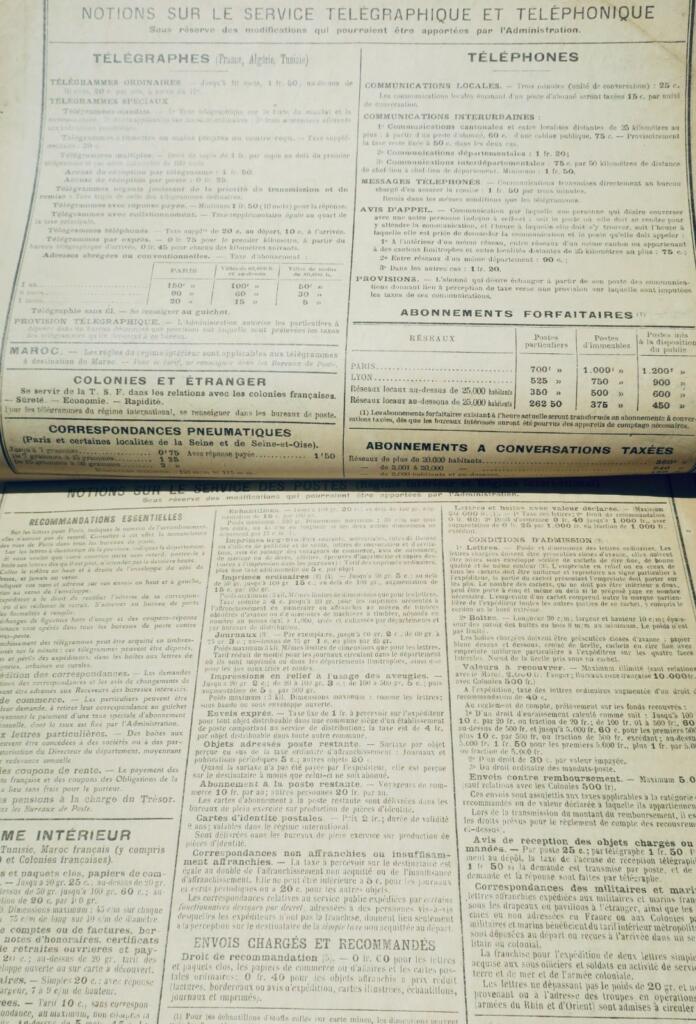 Almanach des postes et des télégraphes 1925 lot et Garonne x 4