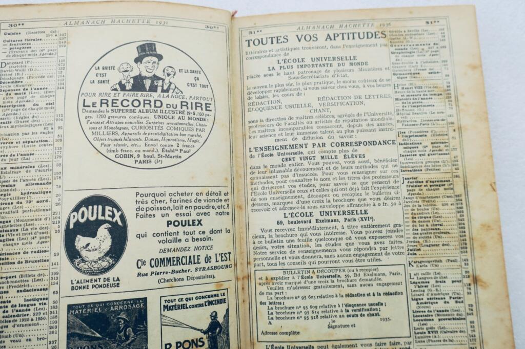 1936 Hachette Almanac: Practical Life Guide