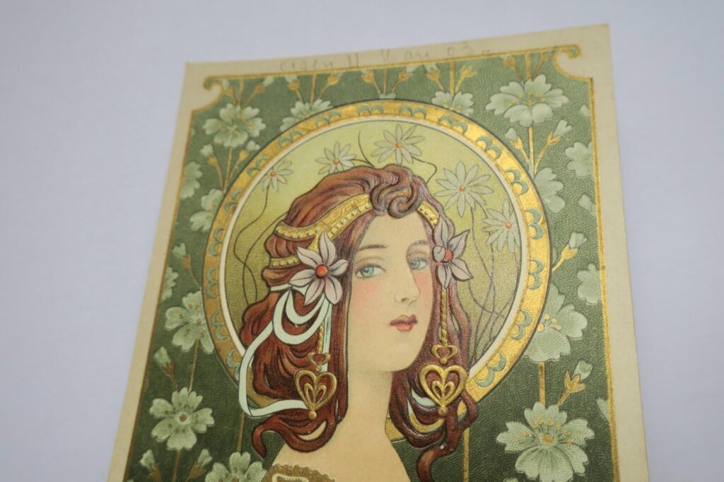 Alphonse MUCHA ? carte postale gaufrée art nouveau MODERN STYLE embossed