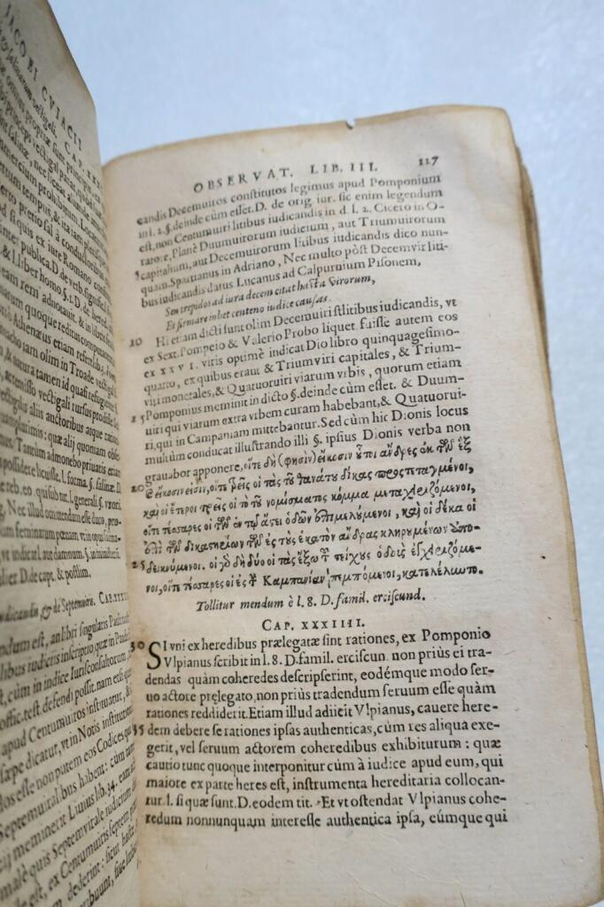 Cujas' Classical Legal Observations and Emendations