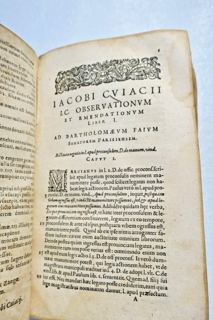 Cujas' Classical Legal Observations and Emendations