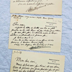 André Magre PRESIDENCE 4 cartes manuscrites & lettre