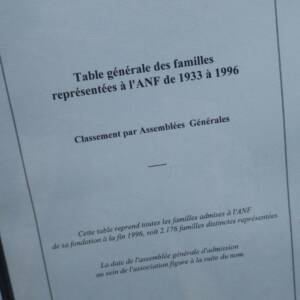ANF table générale des familles représentées à l'ANF de 1933 à 1996 noblesse