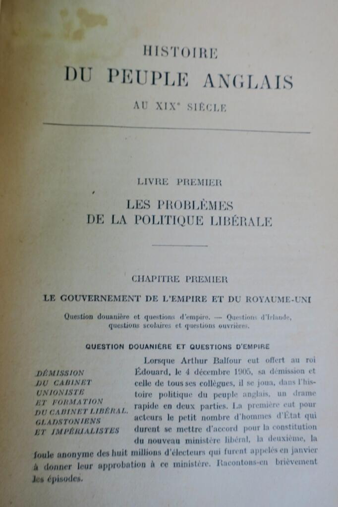 Angleterre HALEVY HISTOIRE DU PEUPLE ANGLAIS AU XIXe SIECLE + dédicace