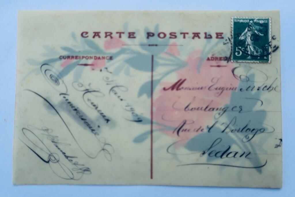 Handgemachte Postkarte von 1909