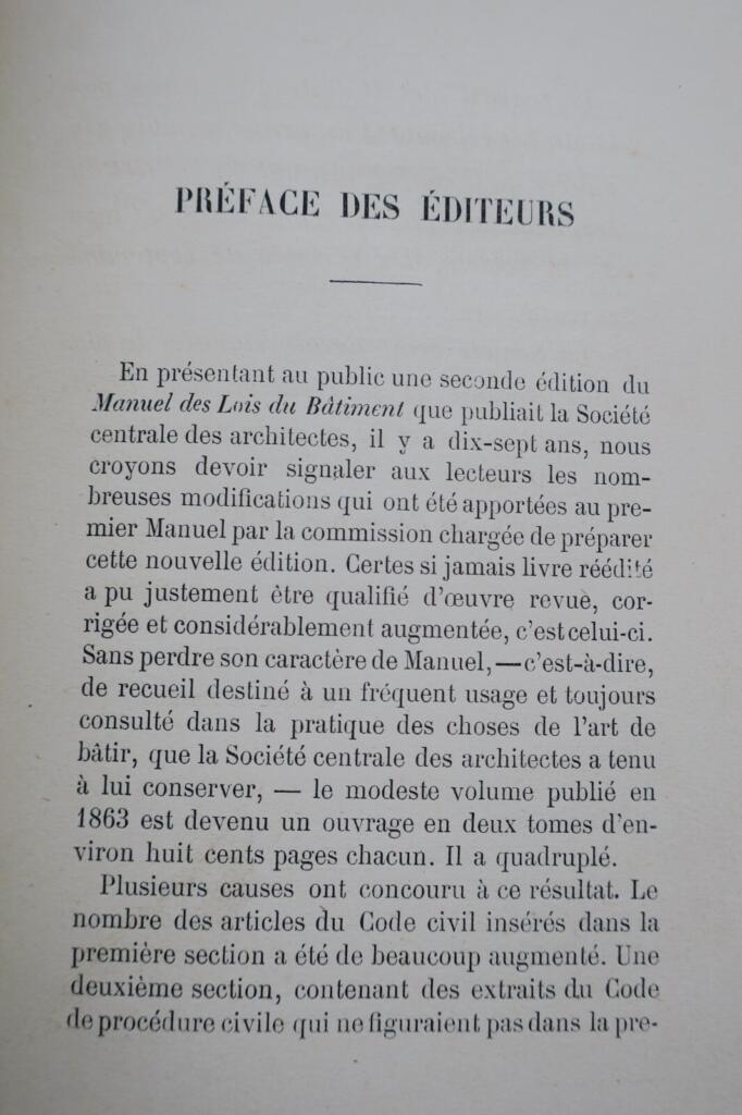 ARCHITECTURE Manuel des lois du bâtiment 1870