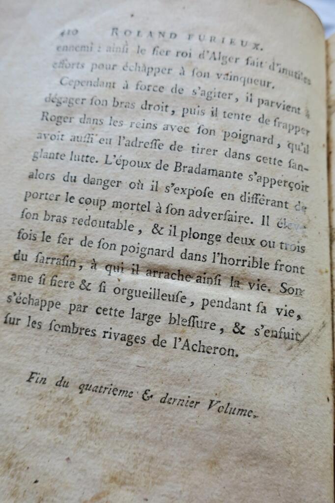 ARIOSTE Roland Furieux, Poème héroïque Brunet 1775