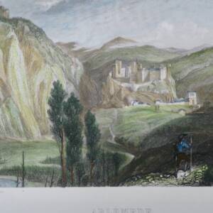 Arlempde Haute-Loire gravure sur acier rehaussée à la main à la peinture