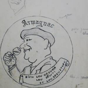 Armagnac étiquette dessin cahiers croquis