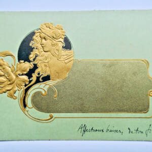 art nouveau jeune femme bouquet 1905 gaufrée