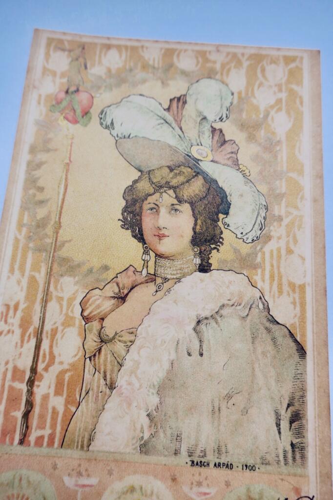 Jugendstil-Illustration einer jungen Frau von BASCH ÁRPÁD