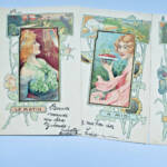 art nouveau jeune femme illustré par F. G. matin, midi, soir, nuit 1902