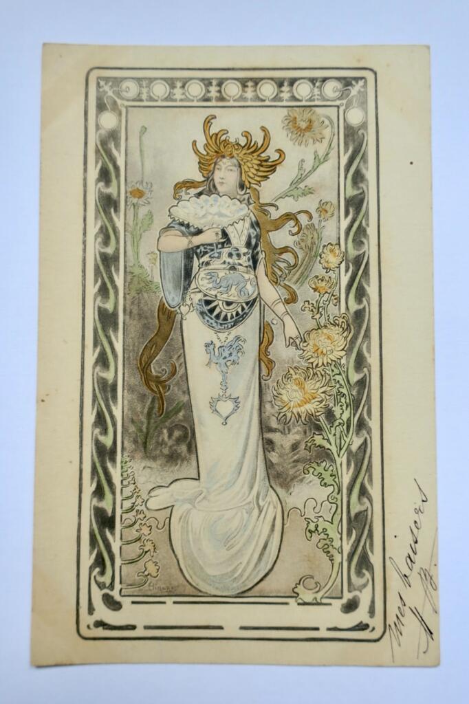 art nouveau jeune princesse à l&rsquo;éventail 1902