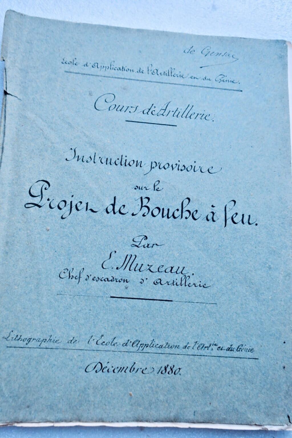 Artillerie Instruction provisoire sur le Projet de Bouche à feu 1880