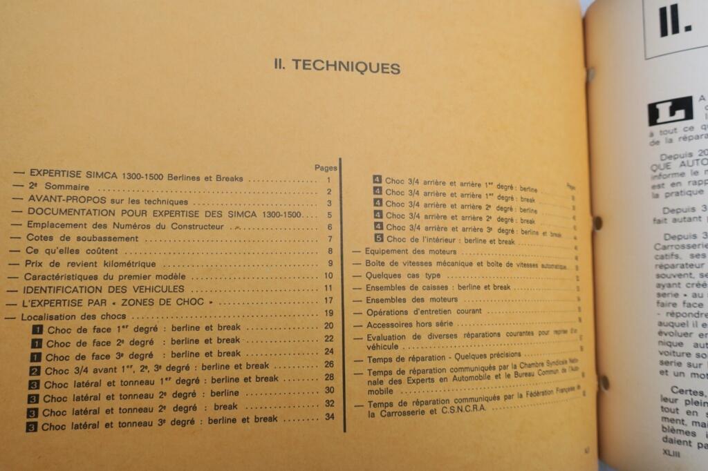 ASSURANCES TECHNIQUES DE L&rsquo;EXPERTISE AUTOMOBILE 1966 SIMCA 1300-1500