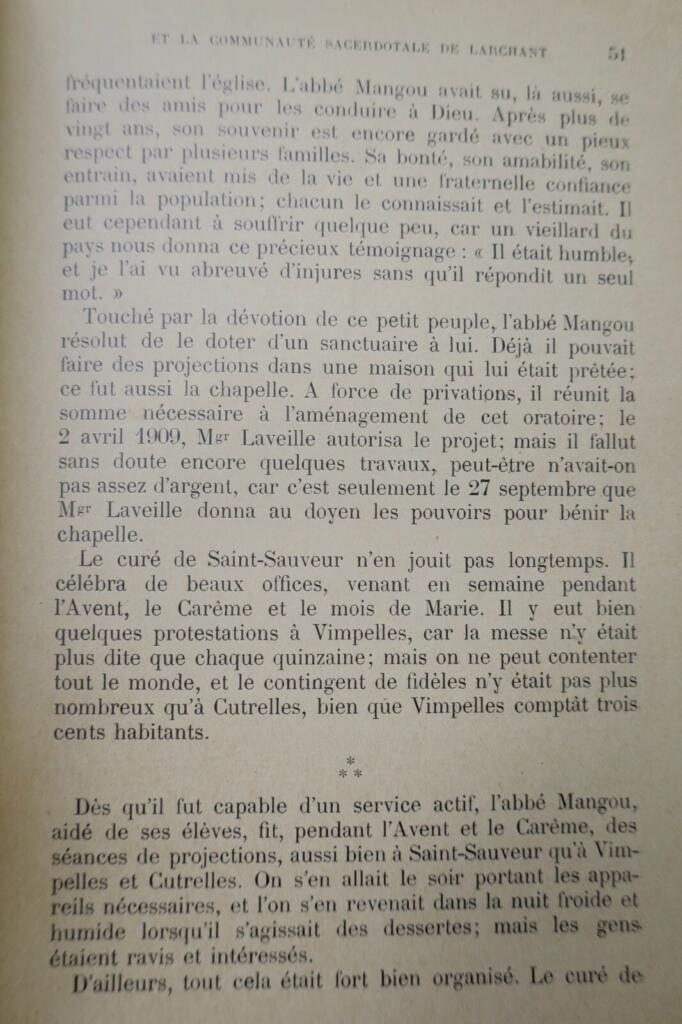 Aux temps héroïques de l&rsquo;apostolat des campagnes. Le Chanoine Mangou 1934