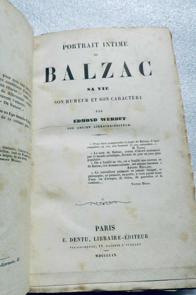 Intimes Porträt von BALZAC