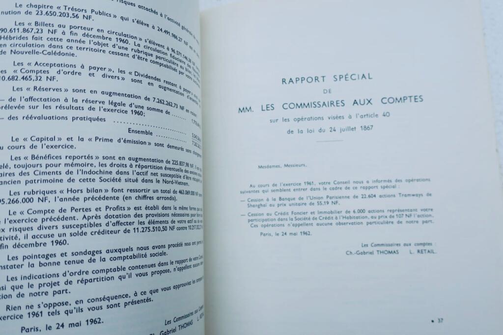 印度支那银行 1962股东大会