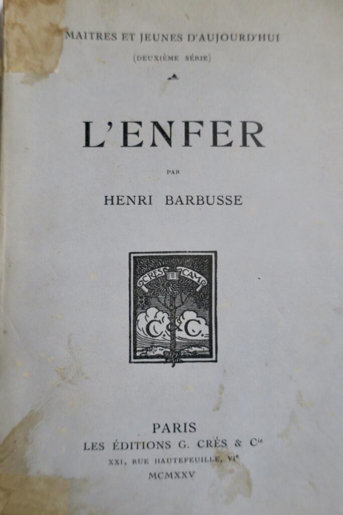 BARBUSSE L’ENFER/ vélin nté