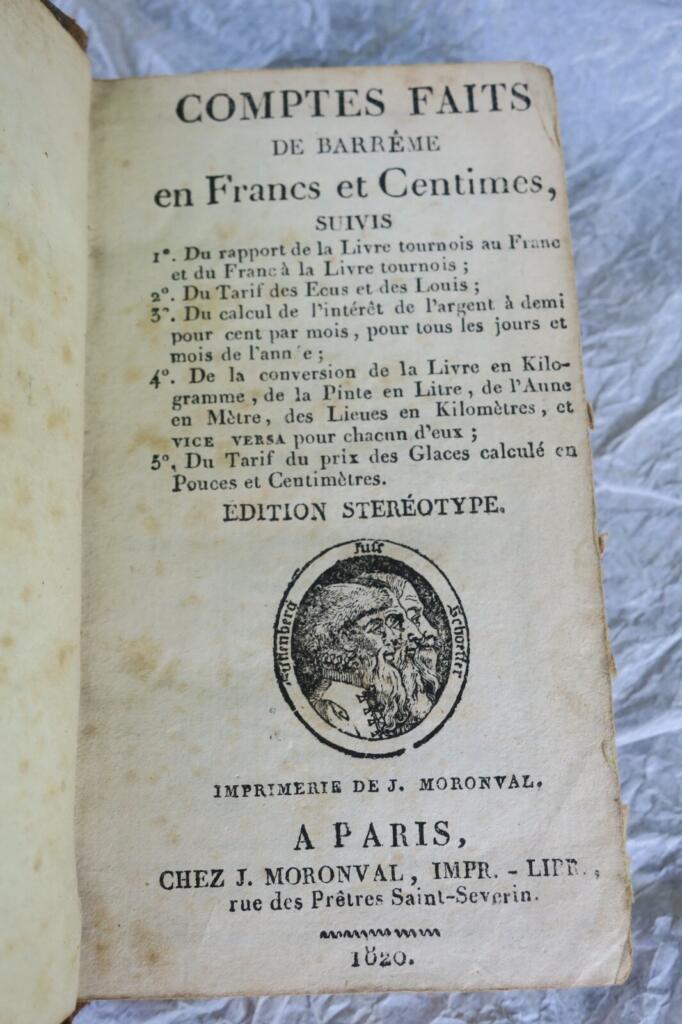 BARREME Comptes faits de Barreme en Francs et Centimes…75 x 130 mm.
