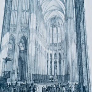 Beauvais intérieur de la cathédrale 31 x 45 cm lithographie